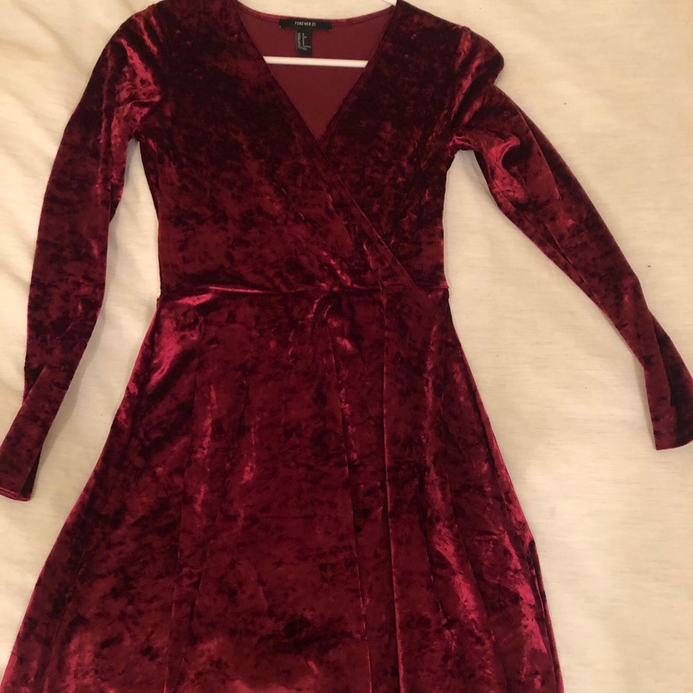 Maroon velvet dress